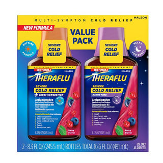 Theraflu Multi-Symptom Severe Cold Relief Day & Night Liquid - Berry - 16.6 Fl Oz