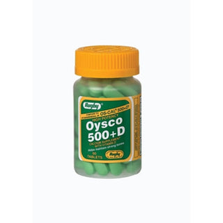 Rugby Oysco Calcium 500 mg with Vitamin D, Bone Health Supplement, 50 Tablets