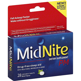 MidNite Sleep Aid, Drug-Free, PM, Mint Flavor, Chewable Tablets