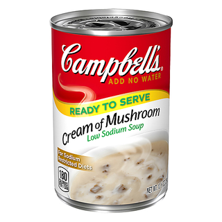 Campbell's Ready To Serve Low Sodium Cream Of Mushroom Soup, 10.5 Oz. Can