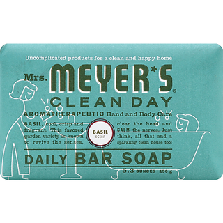 Mrs. Meyer's Clean Day 14165 Daily Bar Soap, 5.3 Oz, Basil Scent