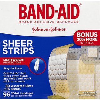 Band-Aid Bandages, Sheer Strips, Assorted Sizes
