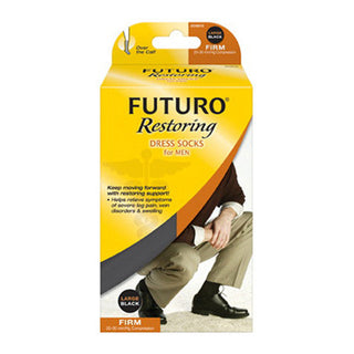 Futuro Dress Socks Restauración De Empresa De Calcetines De Vestir Para Hombres De 20 A 30 Mm/Hg De Compresión, Marrón, Grande