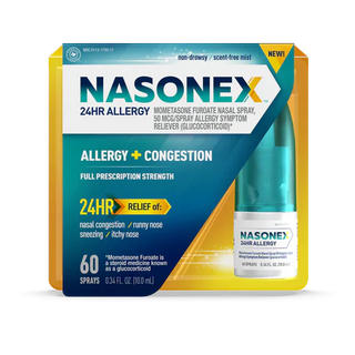 Nasonex 24-Hour Allergy & Congestion Relief Nasal Spray, 50mcg Mometasone Furoate, 120 Sprays