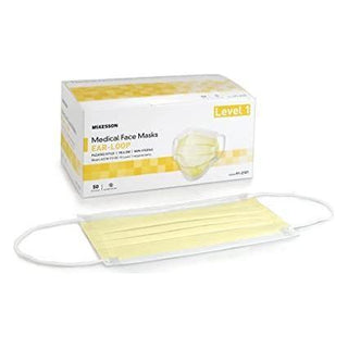 McKesson Medical Face Masks, Level 1 - Pleated with Ear Loops, Non-Sterile, Yellow 50ct