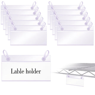 Snap-On Label Holders for Wire Baskets, 1.4 Inch Height, Clear (40 Count)