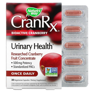 Nature's Way CranRx, Urinary Health, Bioactive Cranberry, 500 Mg, 30 Vegetarian Capsules