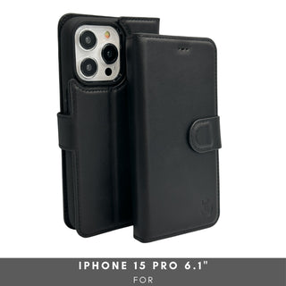Vegas Premium Leather iPhone 15 Pro Wallet Case with MagSafe | Detachable RFID Blocking Luxury Wallet