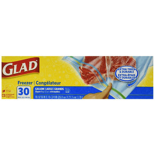 Glad Zipper Freezer Storage Plastic Bags, Gallon