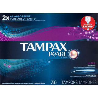 Tampax Pearl Tampons With Plastic Applicator, Ultra Absorbency, Unscented