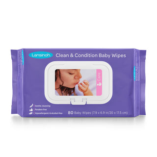 Lansinoh Clean & Condition Baby Wipes, 80 Wipes