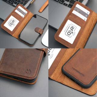 Casper Leather iPhone 15 Plus Wallet Case | Detachable MagSafe Compatible RFID Protection