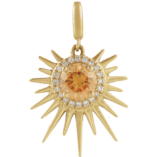 Soleil Auréa Pendant 14K Gold Citrine & Diamond Halo Sun