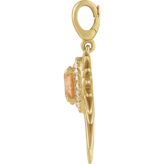 Soleil Auréa Pendant 14K Gold Citrine & Diamond Halo Sun
