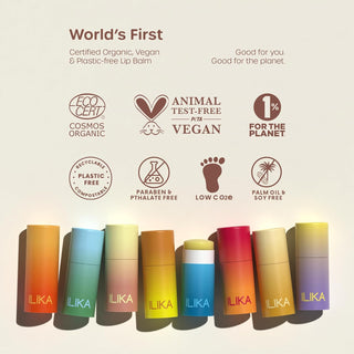ILIKA 100% Natural Lip Balm - 2-Pack Unscented, Vegan, Cruelty-Free, Vitamin E, COSMOS Certified, All-Day Moisture, 0.15 oz each