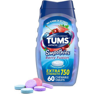 Tums Smootheis Extra Strength 750 Berry Fusion Tablets Antacid/Calcium