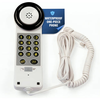 Med-Pat XL88WP - Easy to Use One Piece Telephone with Visual Ring Light Indicator, Ultrasonically Sealed Water Resistant Landline Phone - Full Range Volume Control with High Visibility Keypad - White