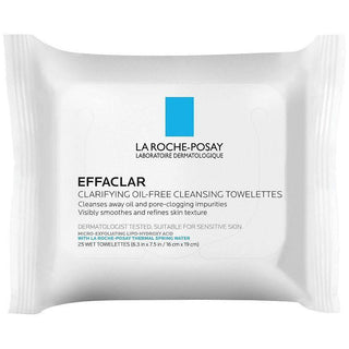 La Roche Posay Effaclar Clarifying Oil-Free Cleansing Towelettes For Oily Skin Face Wipes - 25ct
