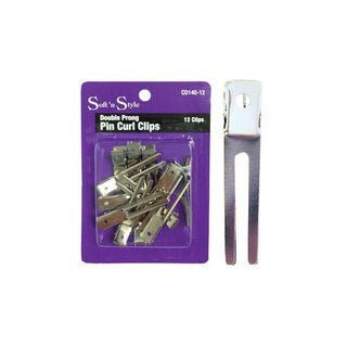 Burmax SOFT 'N STYLE Salon Hair Beauty 12 Double Prong Pin Curl Clips HC-CD14012