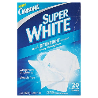 Carbona Super White With OptiBright Technology In-Wash Laundry Whitening Sheets 20 Ct Box