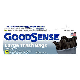 Good Sense 30 Gal. Large Trash Bags With Flap Ties