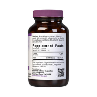 Bluebonnet Biotin 5000mcg, 120 Vegetables Capsules