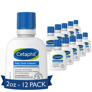 Cetaphil Face Wash By Daily Facial Cleanser For Sensitive, Combination To Oily Skin, NEW 2 Oz 12 Pack, Gentle Foaming, Soap Free, Hypoallergenic