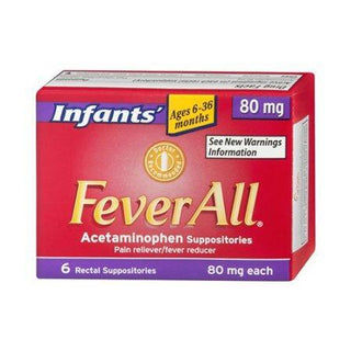 Feverall Suppositories 80 Mg Acetaminofeno Suposit�rios, Crian�as, Idades 6-36 Meses - 6 Unidades