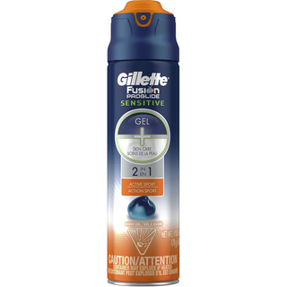 Gillette Fusion ProGlide Sensitive 2 In 1 Shave Gel, Active Sport, 6oz