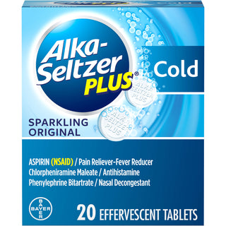 Alka-Seltzer Plus Cold Sparkling Original Effervescent Tablets 20 Ct Box