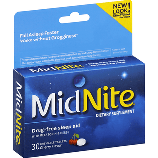 MidNite Sleep Aid, With Melatonin & Herbs, Drug Free, Cherry, Chewable Tablets