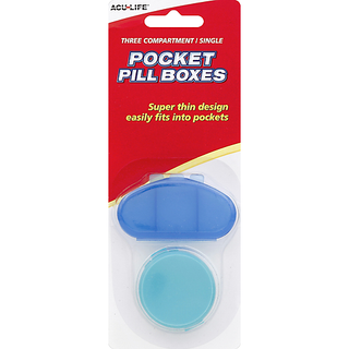 Aculife Pill Boxes, Pocket, Three Compartment, Single