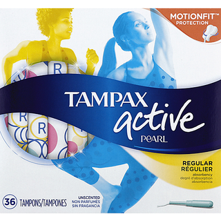 Tampax Pearl Active Plastic Regular Absorbency Tampons