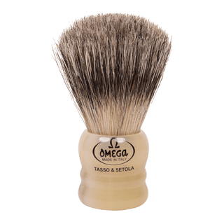 Omega Badger & Bristle Faux Horn Mighty Midget Shaving Brush #11047