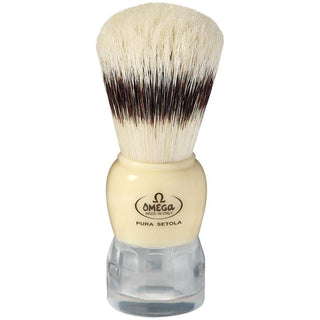 Omega Deluxe Banded Boar Shaving Brush Ivory And Clear Acrylic #81054