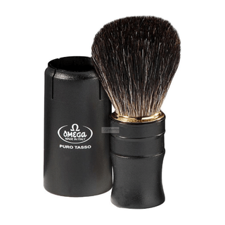 Omega 614 Travel Pure Black Badger Hair Shaving Brush