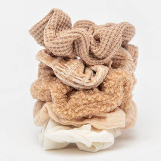 KitSch Assorted Textured scrunchies 5pcs Sand