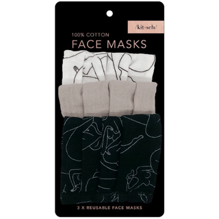 KitSch Cotton Face Mask 3pcs set Figure Drawing
