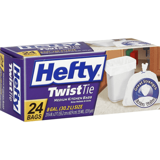 Hefty Medium Kitchen Garbage Bags, 3 Pack, 8 Gallon, 24 Bags/pack
