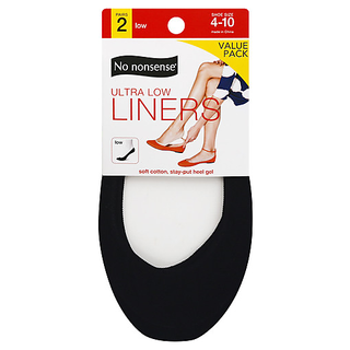 No nonsense Liners, Black, Ultra Low, 4 10, Value Pack