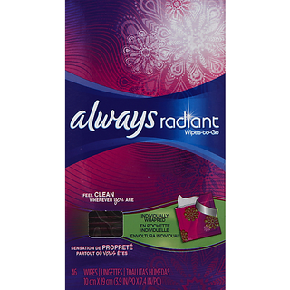 Always Radiant Wipes-to-Go 46 Ct Box