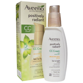 Aveeno Positively Radiant CC Cream Broad Spectrum Spf 30, Fair To Light Tinted Moisturizer, 2.5 Oz