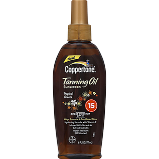 Coppertone Tropical Breeze Tanning Oil Broad Spectrum SPF 15 Sunscreen 6 Fl. Oz. Spray Bottle