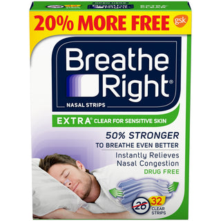Breathe Right Extra Clear For Sensitive Skin Nasal Strips