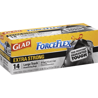 Glad ForceFlex Large Trash Bags, Drawstring, Extra Strong, 30 Gal