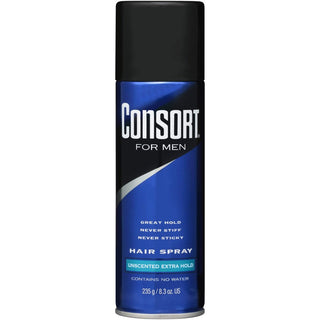 Consort Aerosol Unscented Hair Spray For Men, Extra Hold, 8.3 Oz
