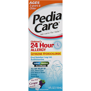 Pedia Care Allergy, 24 Hour, Oral Solution, Dye Free Grape Flavor 4 Oz