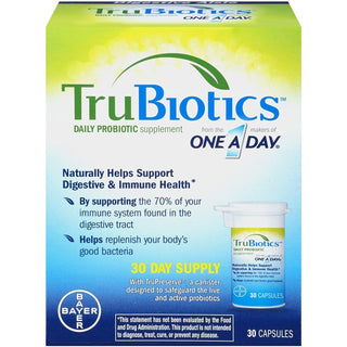 TruBiotics One A Day Daily Probiotic Supplement Vegetarian Capsules 30 Ea Box