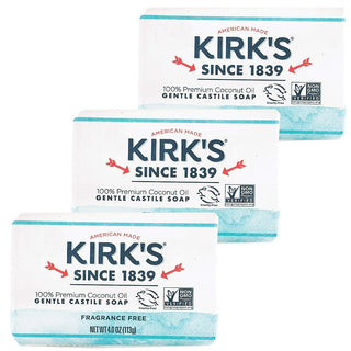 Kirk's Natural Soap Bar Coco Castile Fragrance Free 3 Count 4 Oz