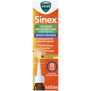 Vicks Sinex 12 Hour Ultra Fine Mist Moisturizing Decongestant Nasal Spray 0.5 Fl. Oz. Box